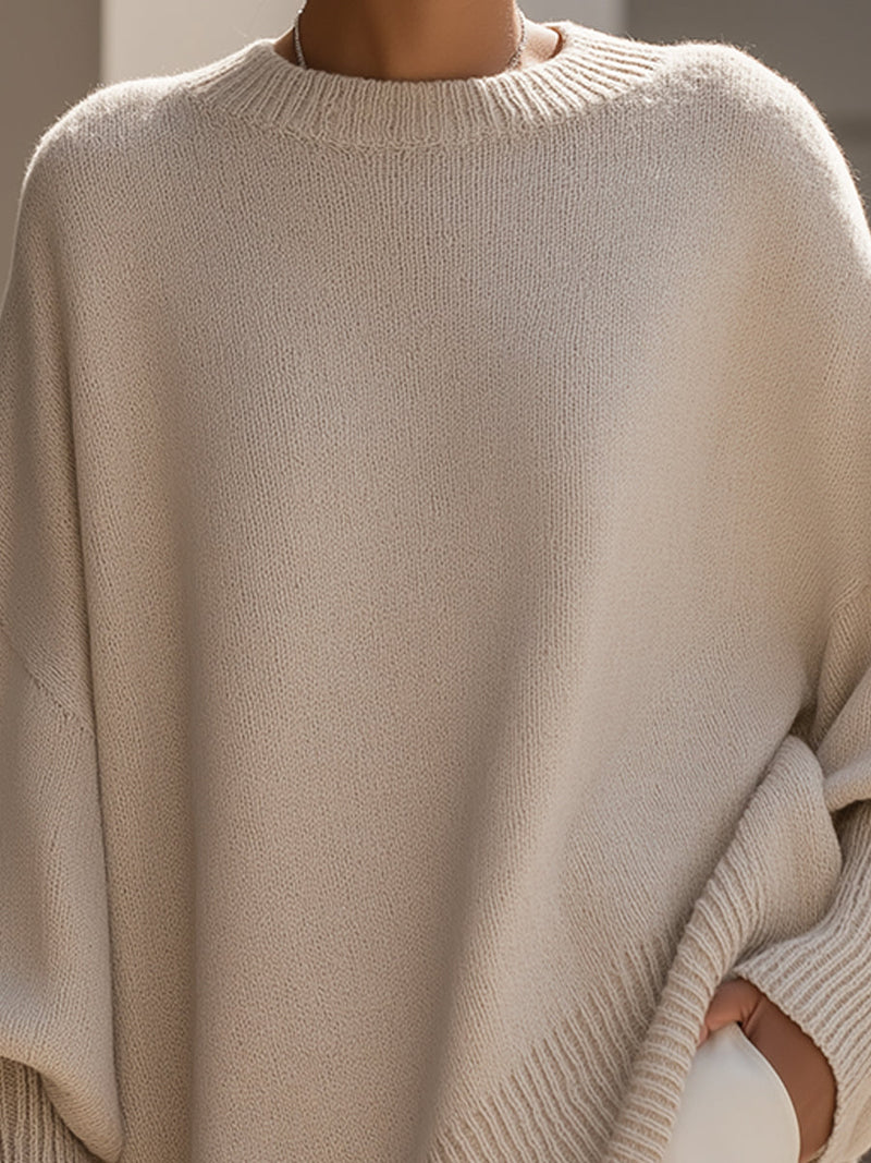 Kimia - Oversized Gebreide Ronde Hals Trui