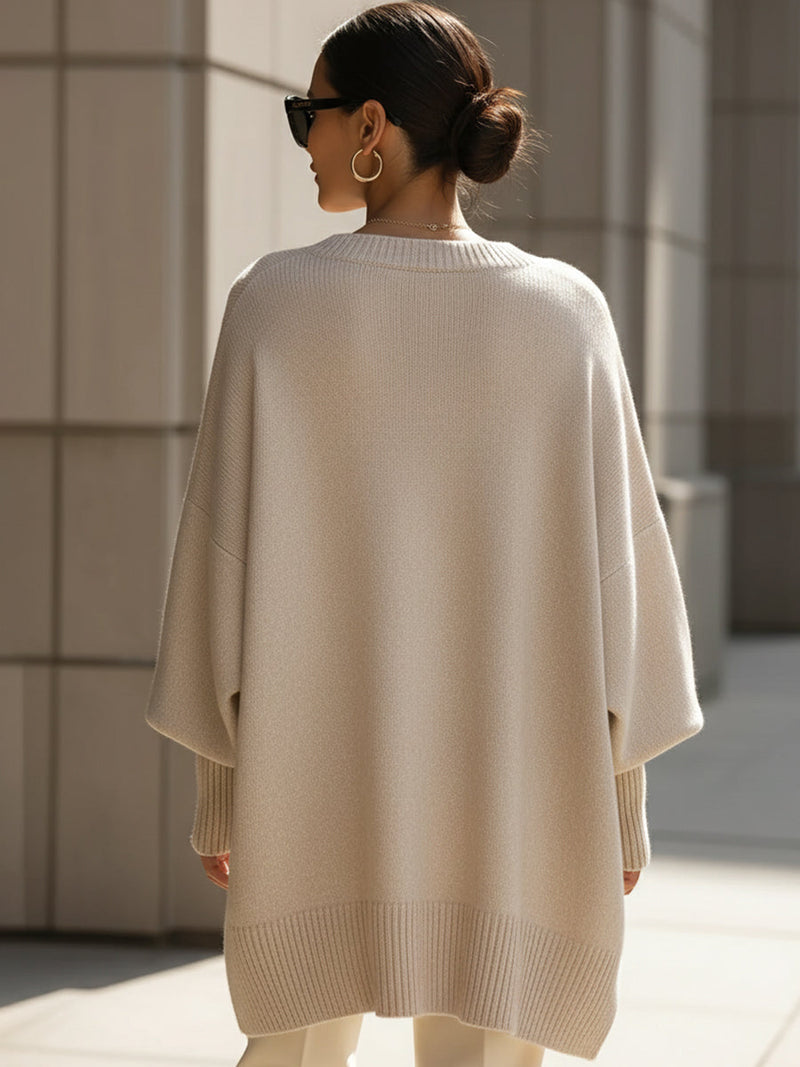 Kimia - Oversized Gebreide Ronde Hals Trui