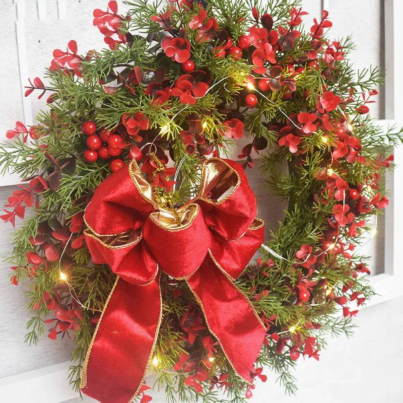 Kerstkrans met Rode Kersen – Decoratieve Deurkrans voor Kerst