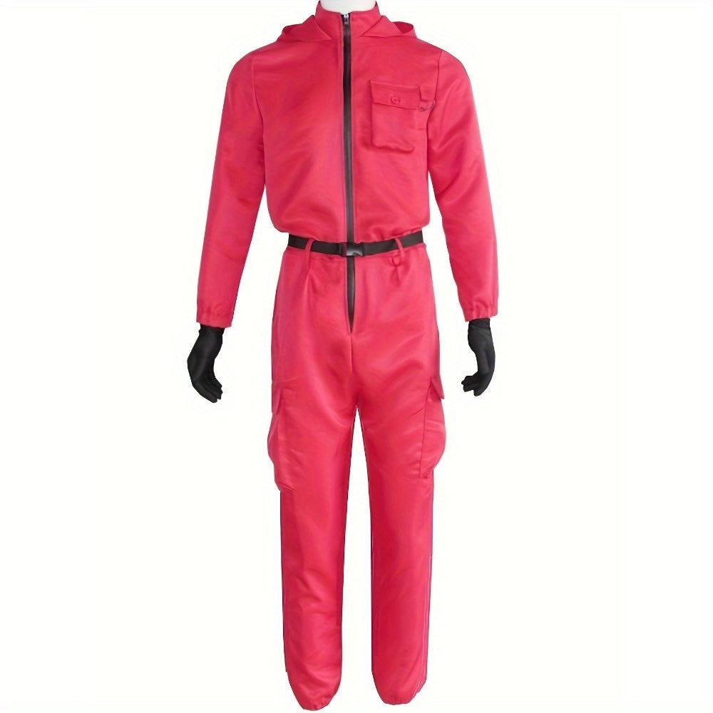Unisex Langsleeve Halloween Kostuum Jumpsuit | Kap met Rits Voorkant