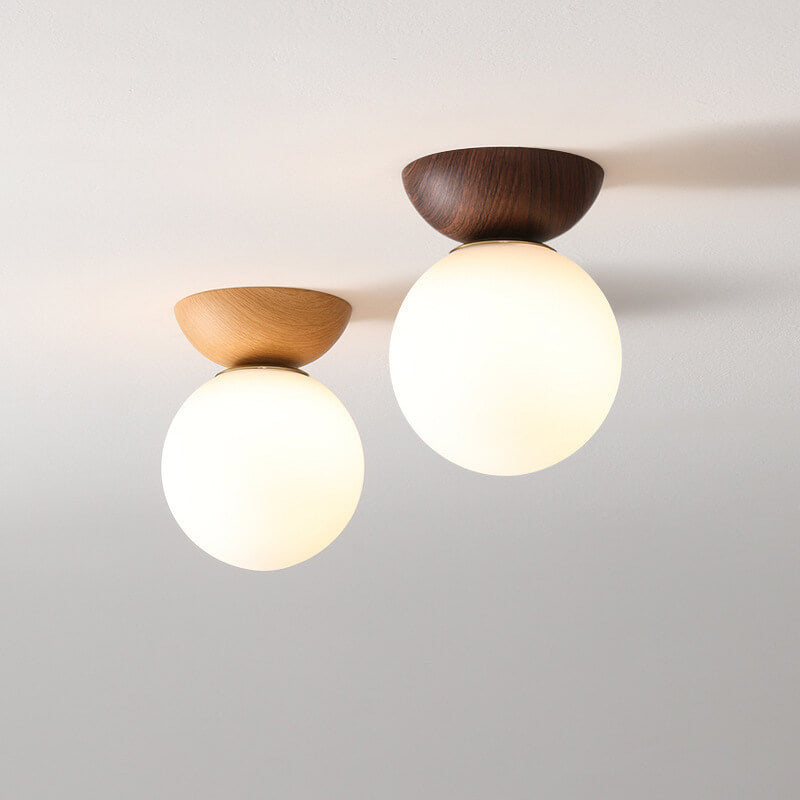 Frendorf | Glasbol Plafondlamp | Houtnerf Design