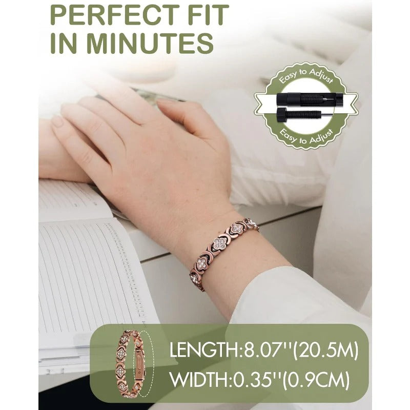 GlamClover Infinity Klaver Koper Magnetische Armband met Versteller