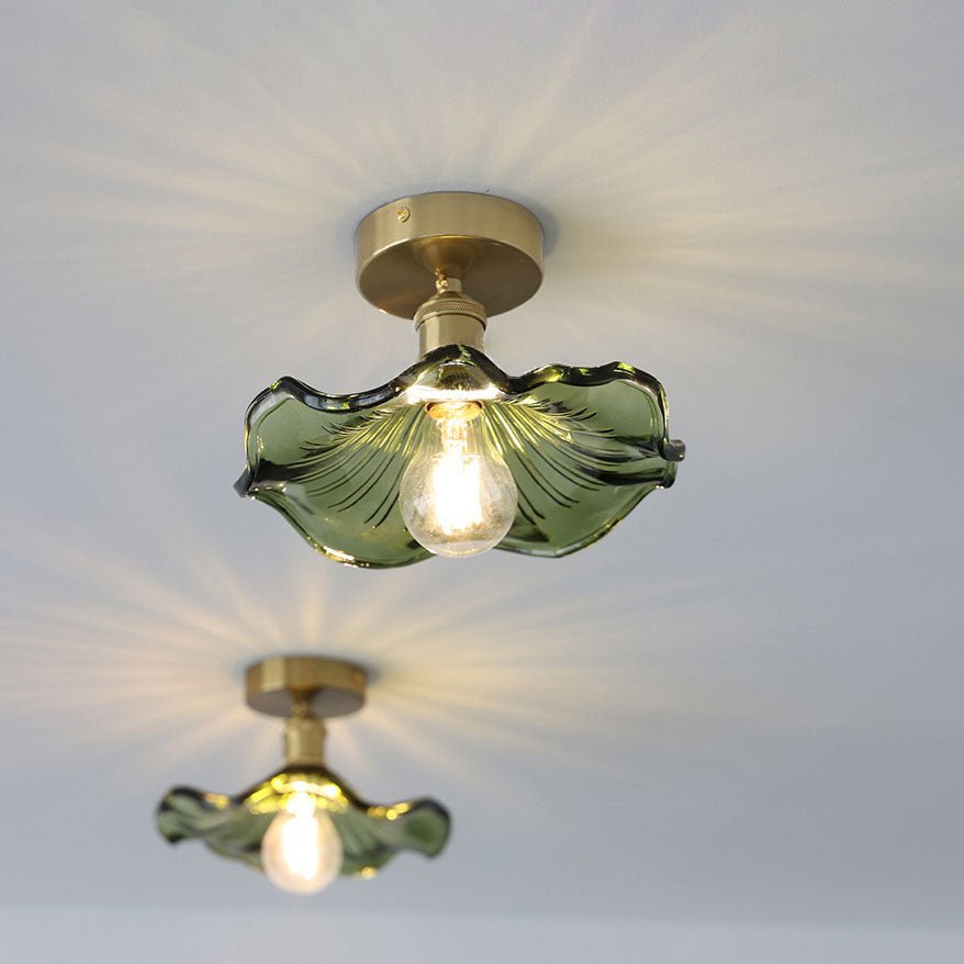 Glazen Plafondlamp in de Vorm van een Hibiscusbloem