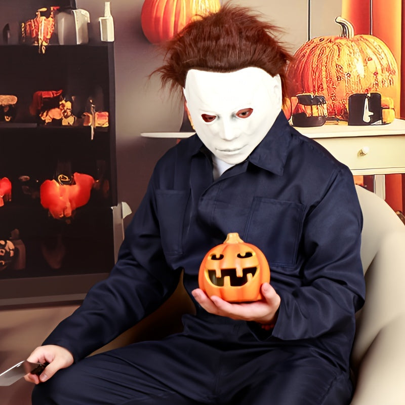 Mannen's Angstaanjagend Halloween Kostuum Jumpsuit | Gemaskerde Lange Mouw