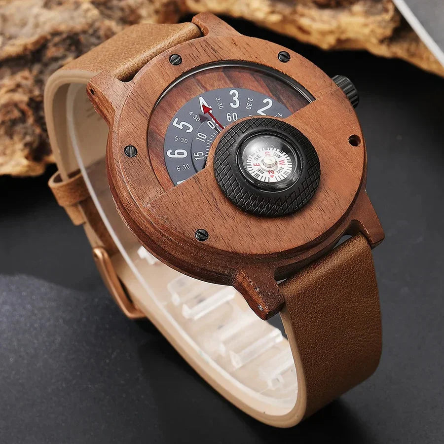RAMON - HOUTEN HORLOGES MET LEEREN BAND