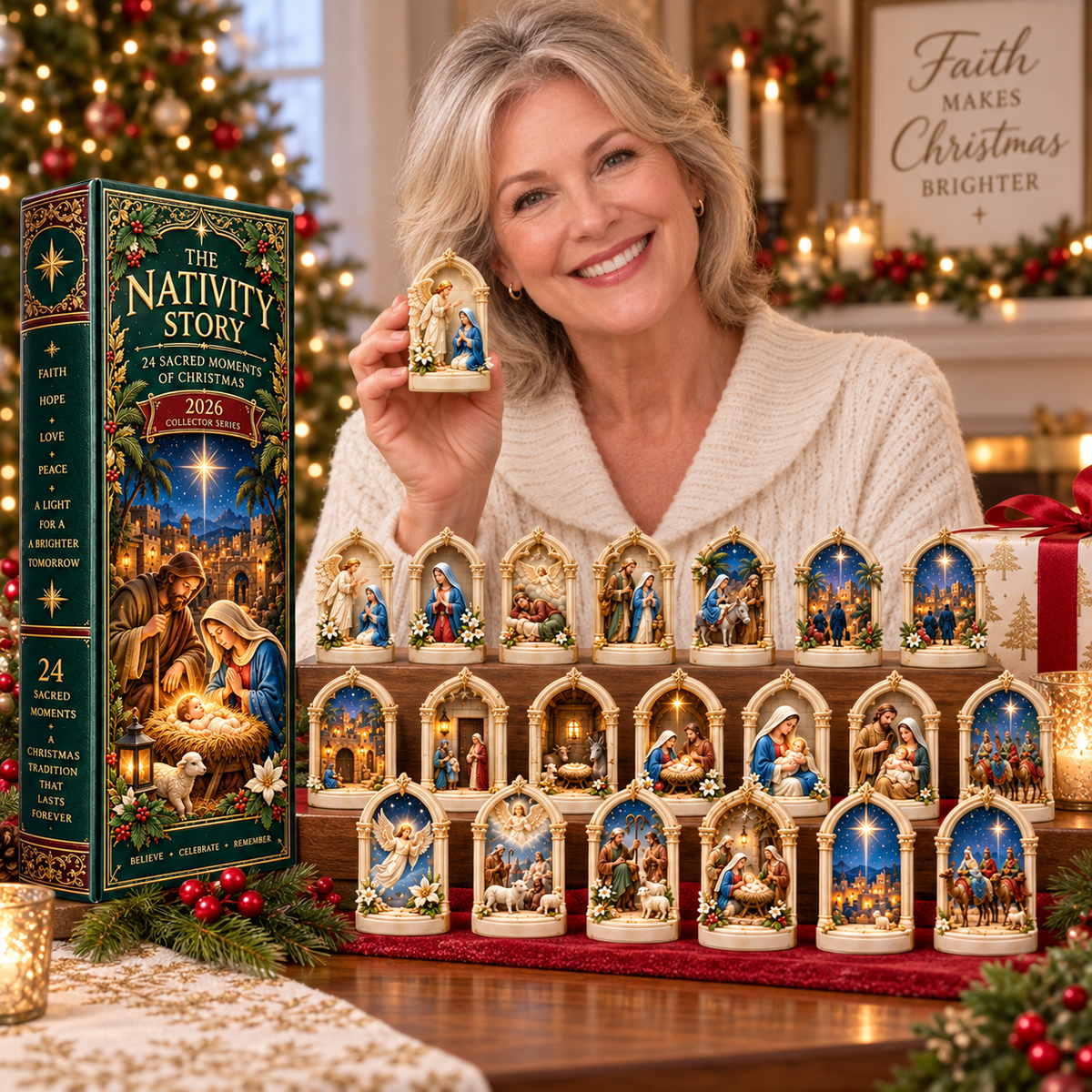 Kerststal Adventskalender 2026 – 24 Kerststal Miniaturen met Christelijke Kerstfiguren