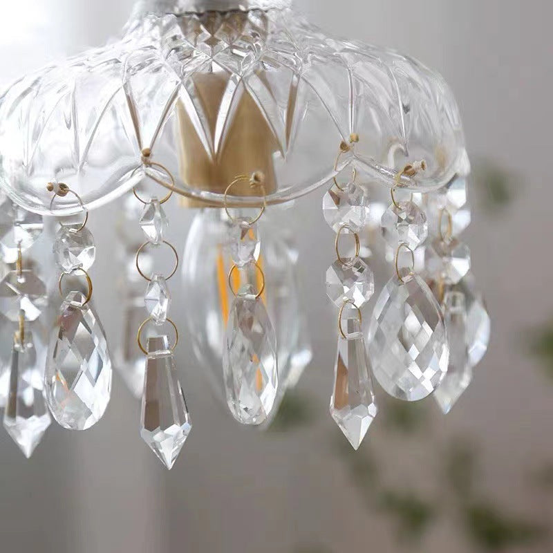 Vintage Koperen Kristal Bloem Pendelarmatuur | 1-Licht