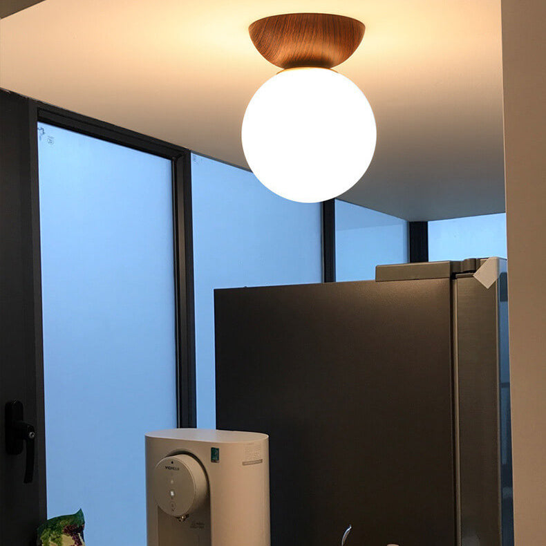 Frendorf | Glasbol Plafondlamp | Houtnerf Design