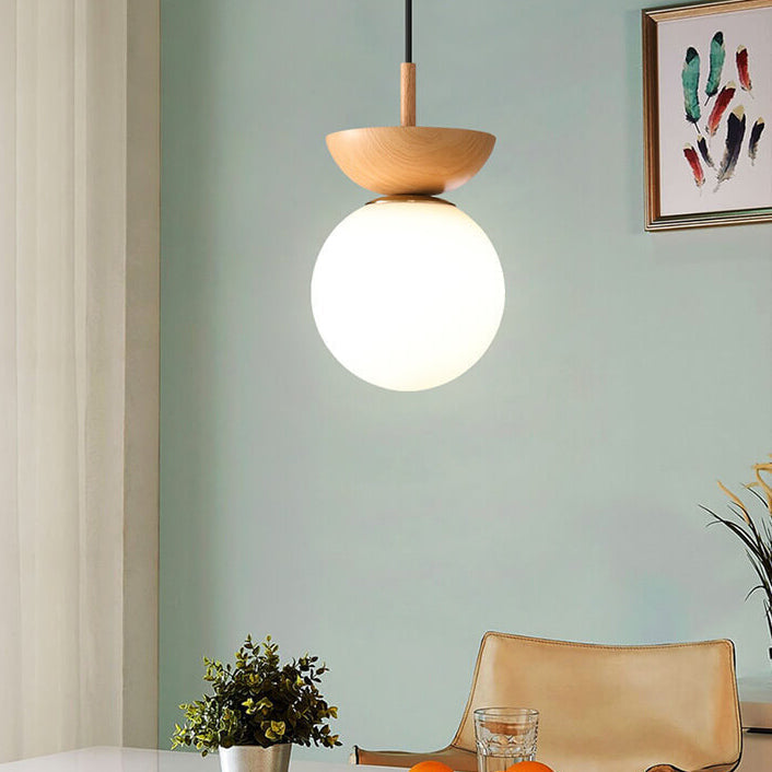 Frendorf | Glasbol Plafondlamp | Houtnerf Design