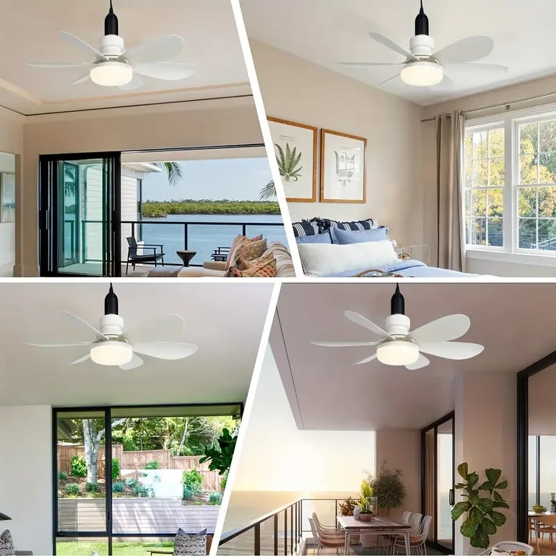 LuxeBreeze Draagbare Plafondventilator & Licht | Elegante 2-in-1 oplossing met afstandsbediening voor comfort en stijl