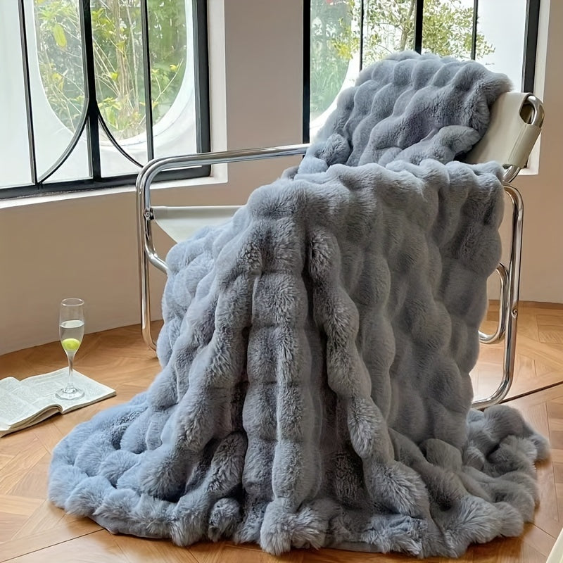 Bubble Fleece Deken – Luxe Zachte Plaid voor Extra Comfort