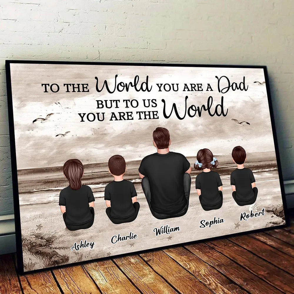 Dad And Sons Daughters Retro Vintage Beach Personalized Poster, Heartfelt Father's Day Gift For Dad