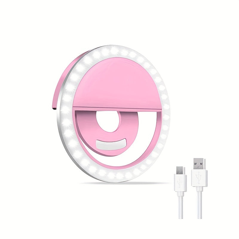 LED Selfie Ringlamp met Oplaadbare Batterij – Perfecte Cirkelverlichting voor Make-up en Fotografie, Compatibel met Telefoons en Computers