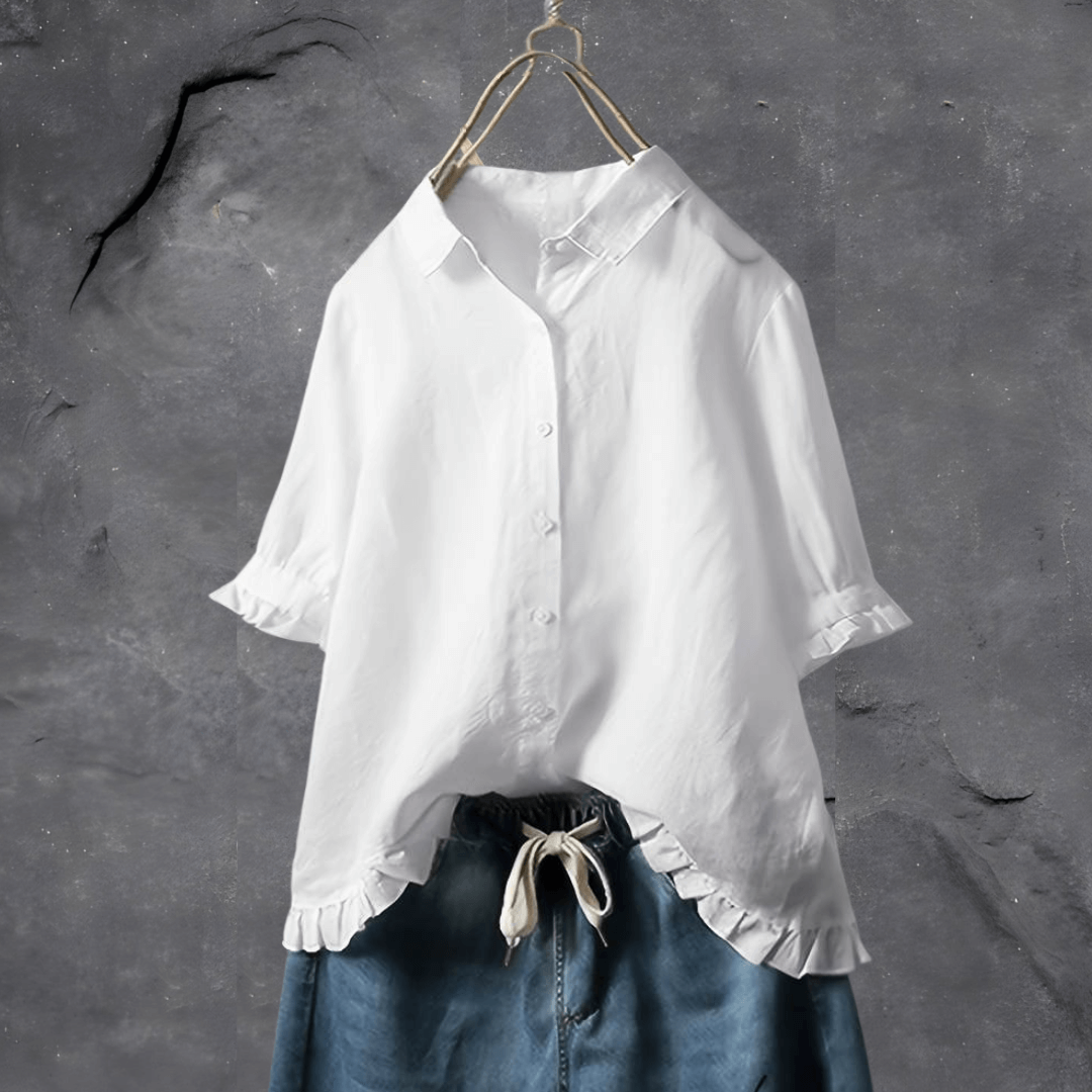 Frieda | Stijlvol Rimpel Katoenen Shirt