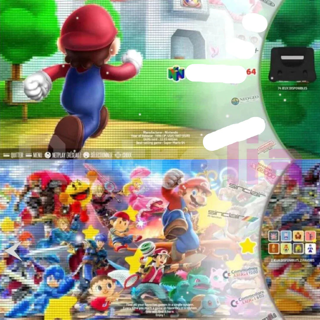 PixelDrive 64gb: Origineel met 2 Controllers - Meer dan 20.000 Spellen van Mario tot Pokémon