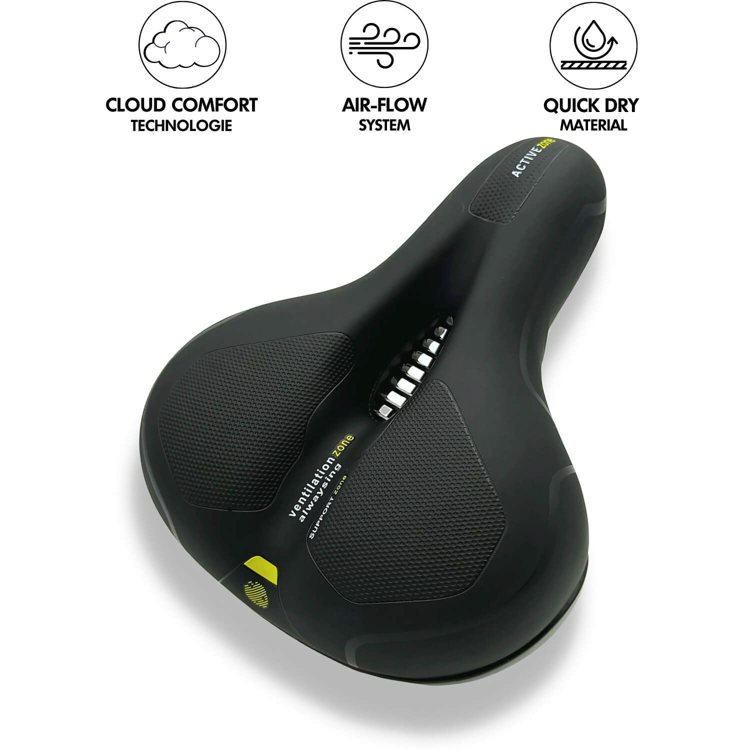 Sandsberg | CloudComfort Pro Fietszadel | Drukverlagende Geheugenfoam | Zwart
