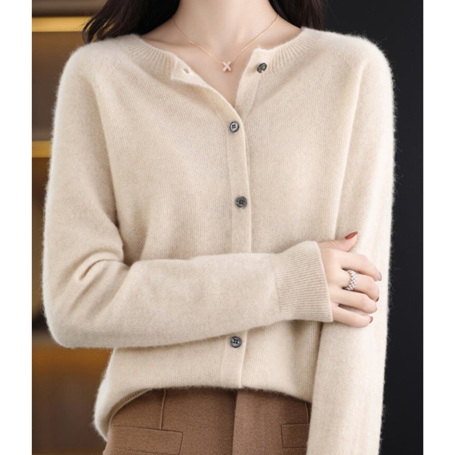 Drune Dames Ronde Hals Cardigan Trui