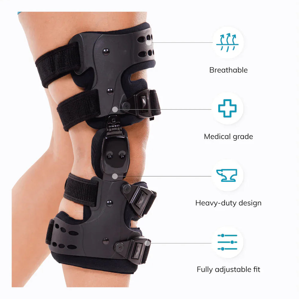 Medische OA-ontlastingsknieschijf | Unicompartimentele artrose-orthese | Varus/Valgus-correctie & ROM-controle | Mediale & Laterale ontlasting | Instelbare bewegingshoek