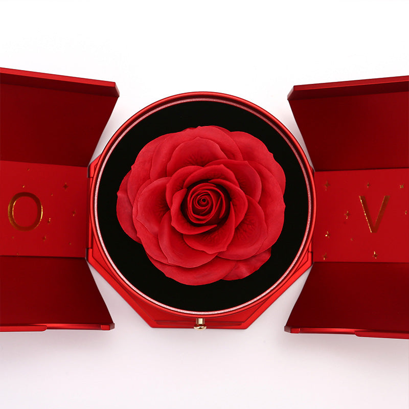 EternalBloom | Romantische Rozenbox met 14k Witgouden Hartketting en Liefdesbriefje
