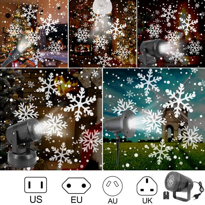 LED Kerstprojector Sneeuwvlokken Lichtshow – Waterdichte Buitenlamp met 16 Patronen