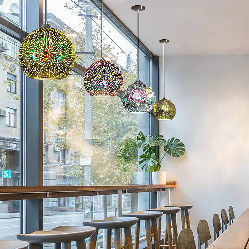 3D Vuurwerk Glas Hanglamp | Creatief Kleurglas Ontwerp