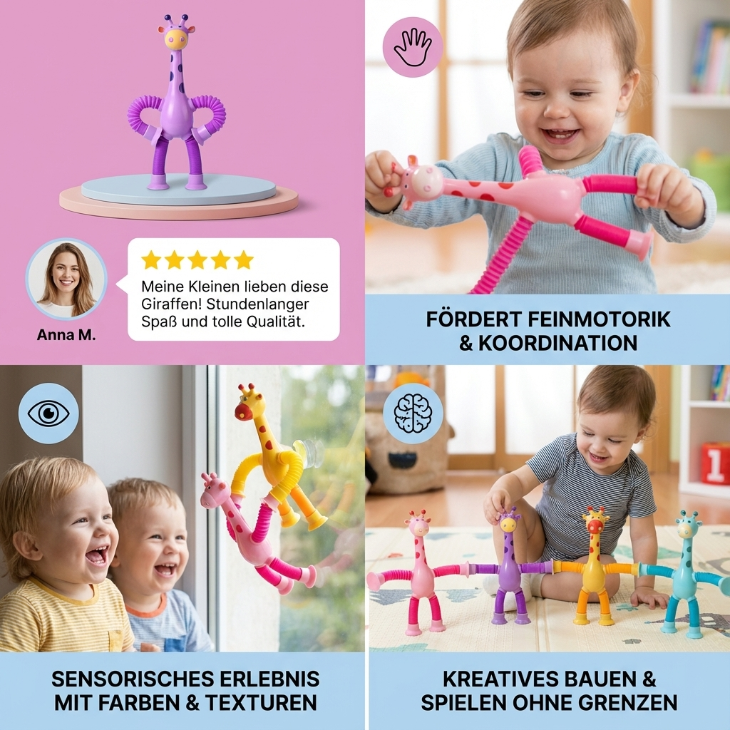 Sensorische Zuignap Giraffe Baby Speelgoed