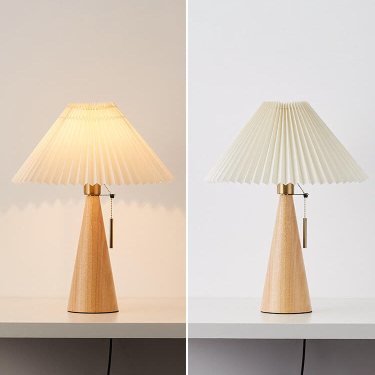 Japanse Minimalistische Houten Constructie Vouwstof LED Tafellamp 1-Licht