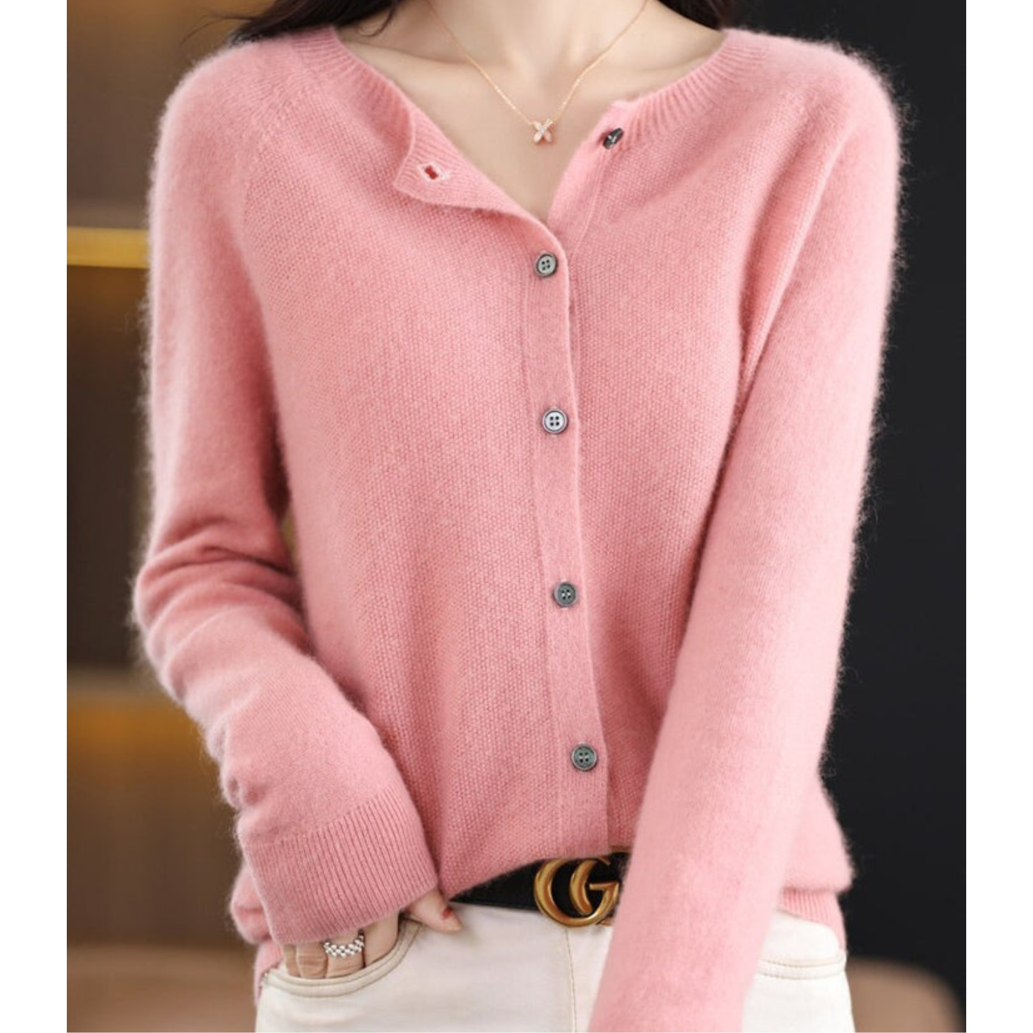 Drune Dames Ronde Hals Cardigan Trui