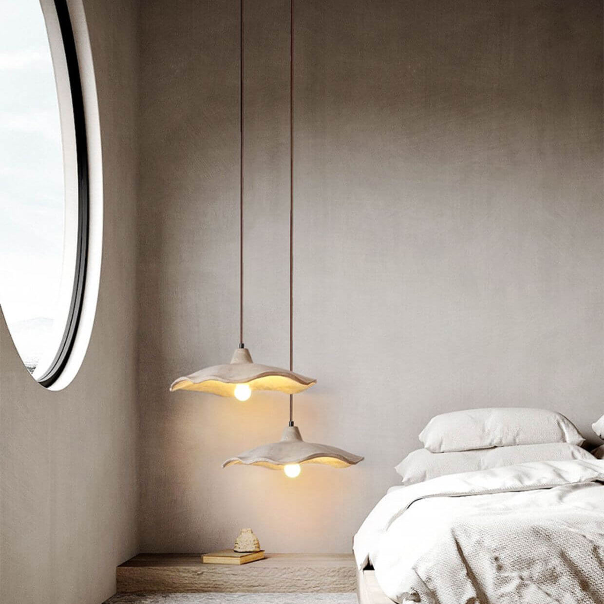 Japanse Vintage Cement Bloem Pendelverlichting | 1-Licht
