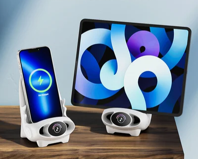 LuxoTech Mini Telefoonhouder | Elegante stoelvorm met draadloze snellader functie