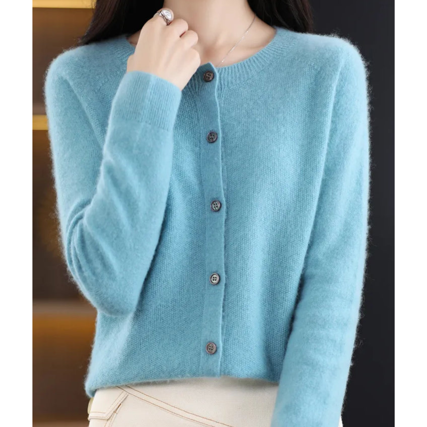 Drune Dames Ronde Hals Cardigan Trui