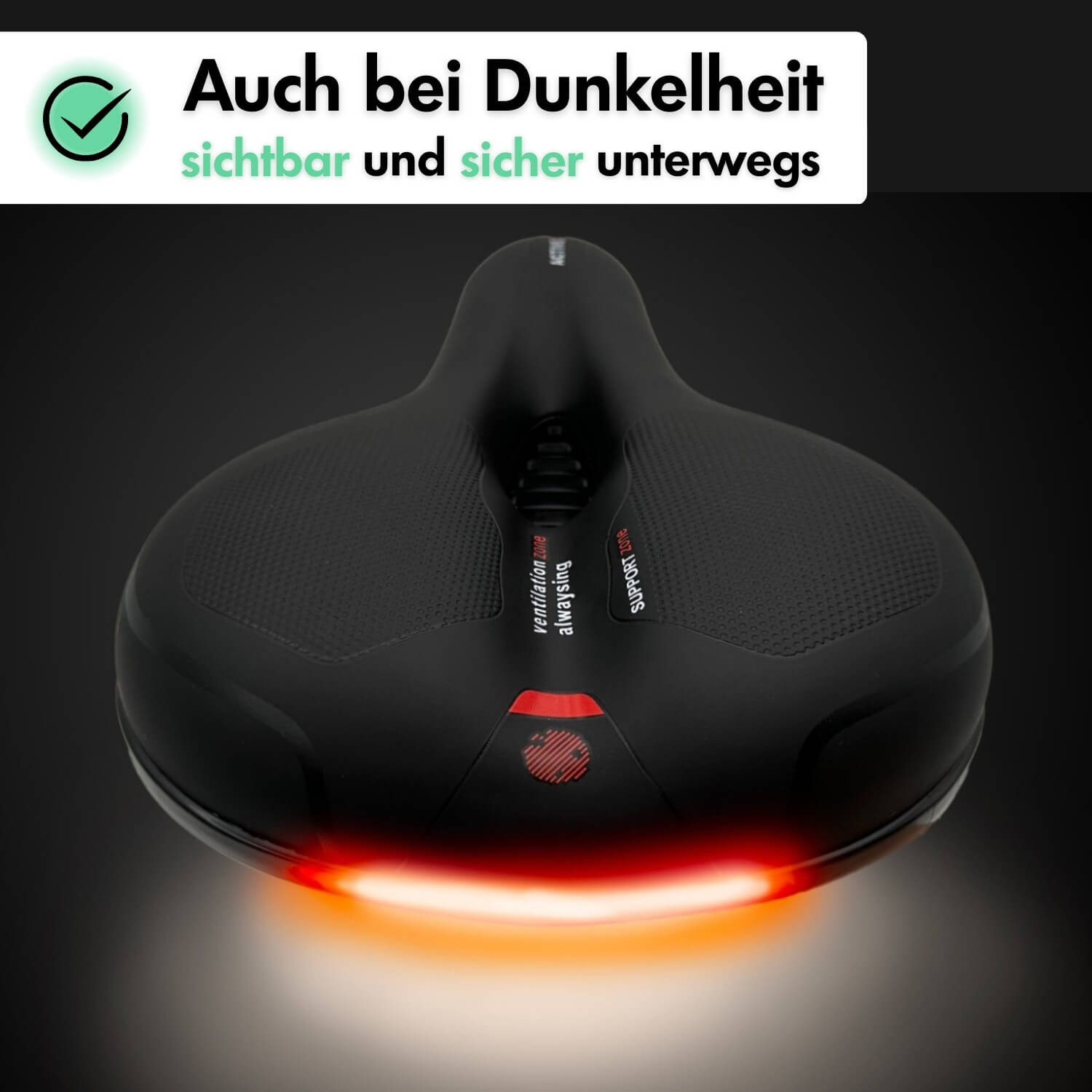 Sandsberg | CloudComfort Pro Fietszadel | Drukverlagende Geheugenfoam | Zwart