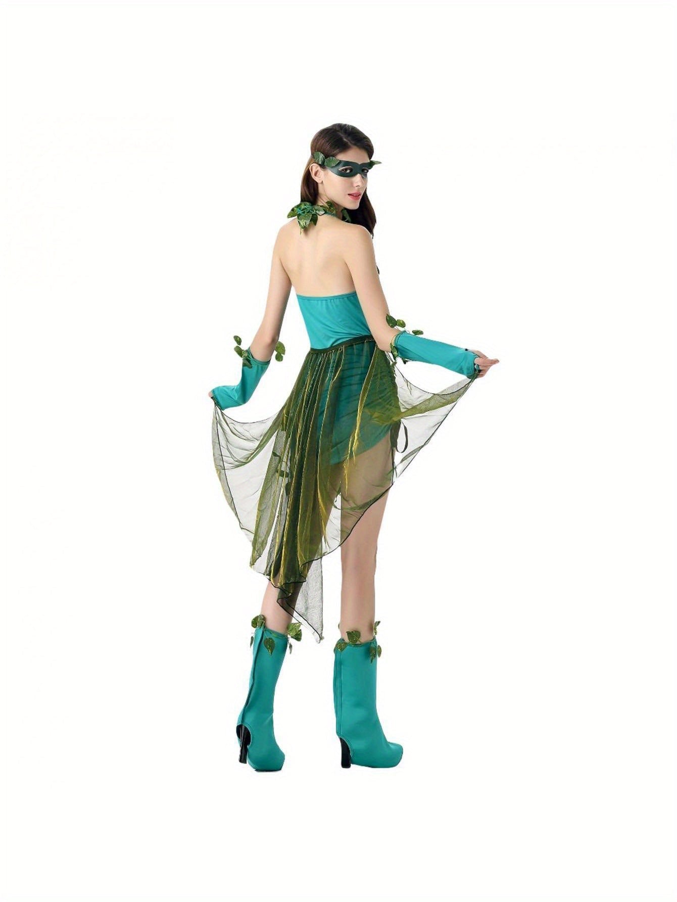 Vrouwen Bladachtige Elegante Halloween Kostuum Jurk | Mouwloze Mini