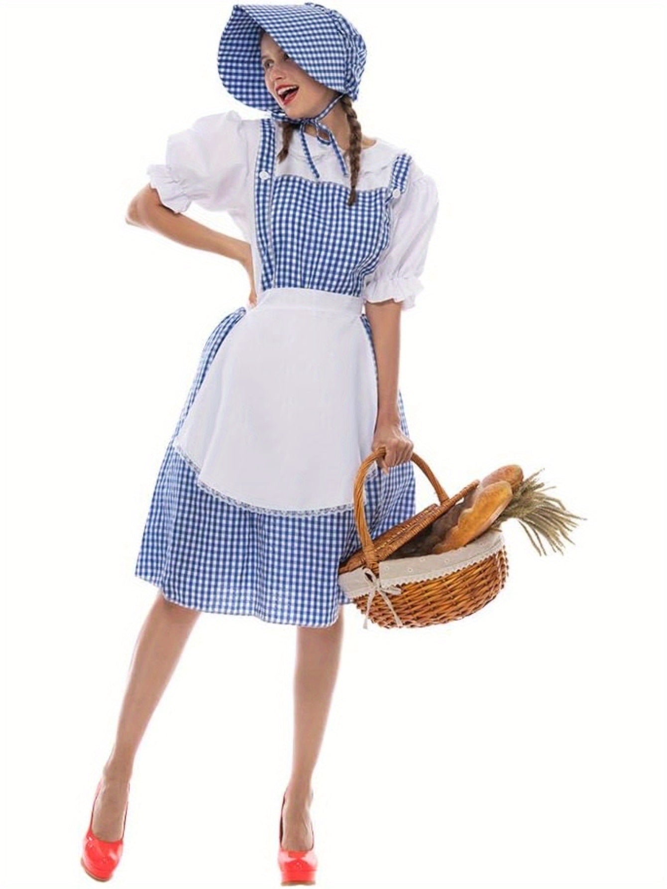 Dames Vintage Prairie Halloween Kostuum Jurk | Puff Mouwen Midi