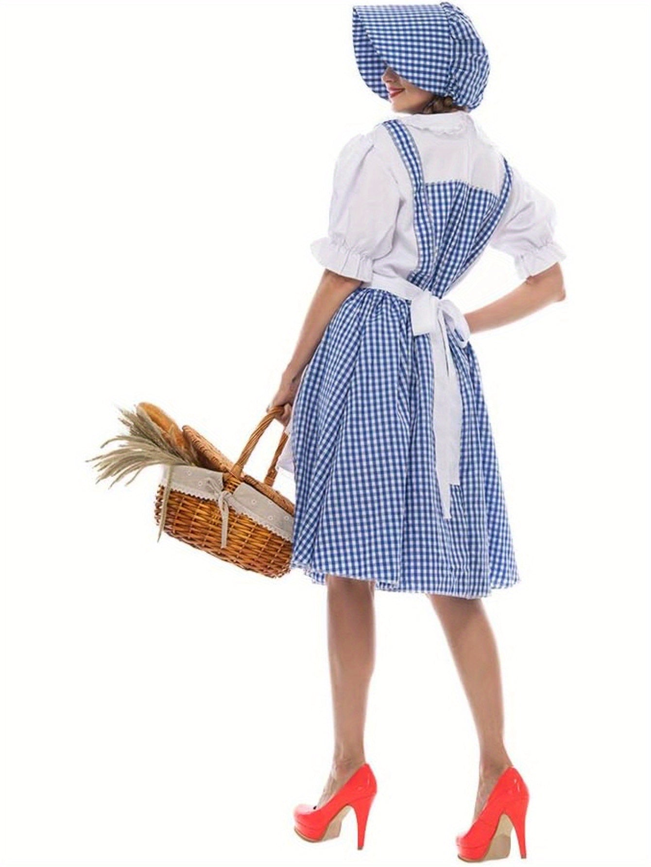 Dames Vintage Prairie Halloween Kostuum Jurk | Puff Mouwen Midi