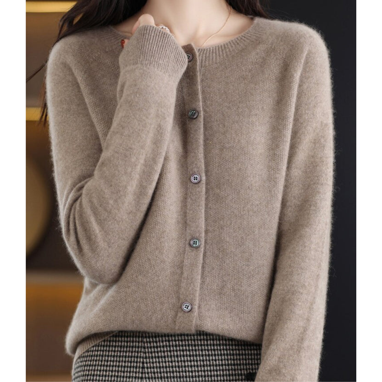 Drune Dames Ronde Hals Cardigan Trui