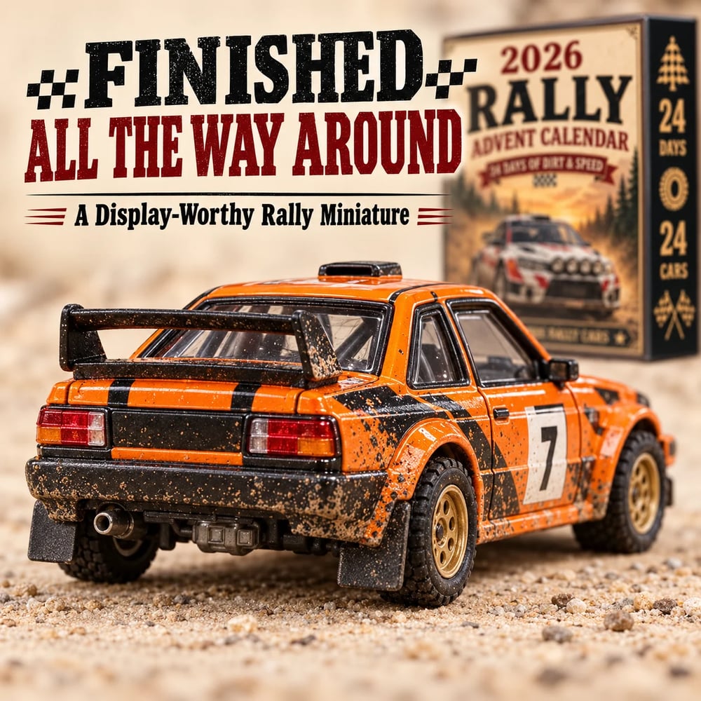 🏎️ Rallye-Kerst-Adventskalender 2026 – 24 dagen vol snelheid en spanning, 24 rally-raceauto's om te verzamelen (2D-modellen)