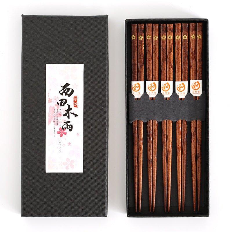 Miyabi Houten Eetstokjes Set Met Gouden Sakura Motief