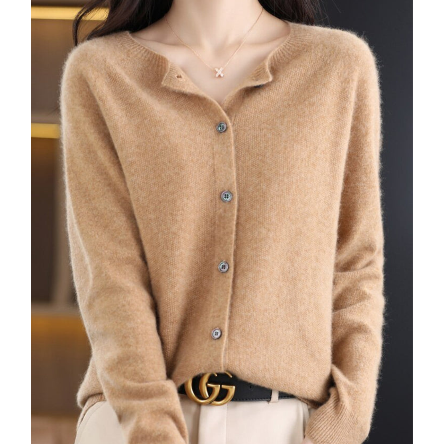 Drune Dames Ronde Hals Cardigan Trui