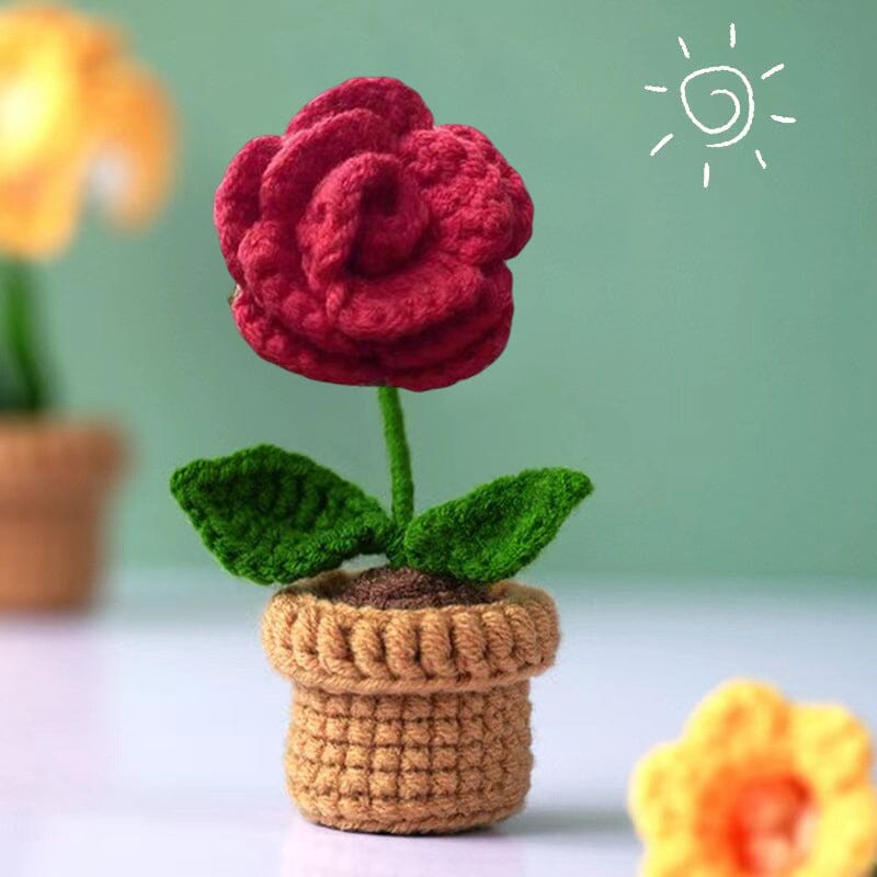Handgemaakte gebreide bloemen