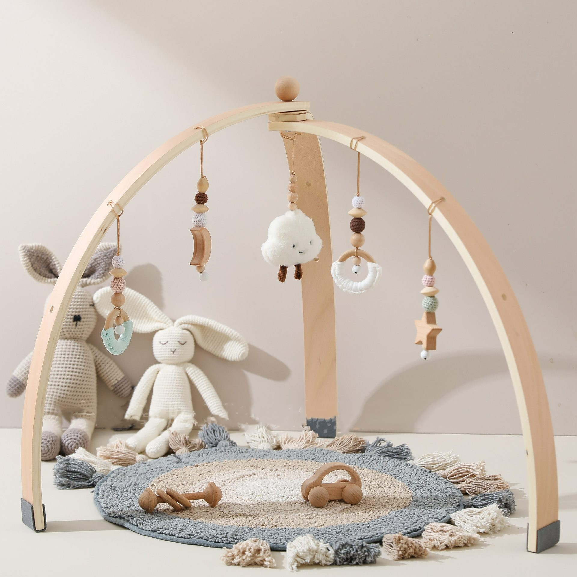 Houten Baby Activiteitenboog met Hangspeelgoed voor Baby