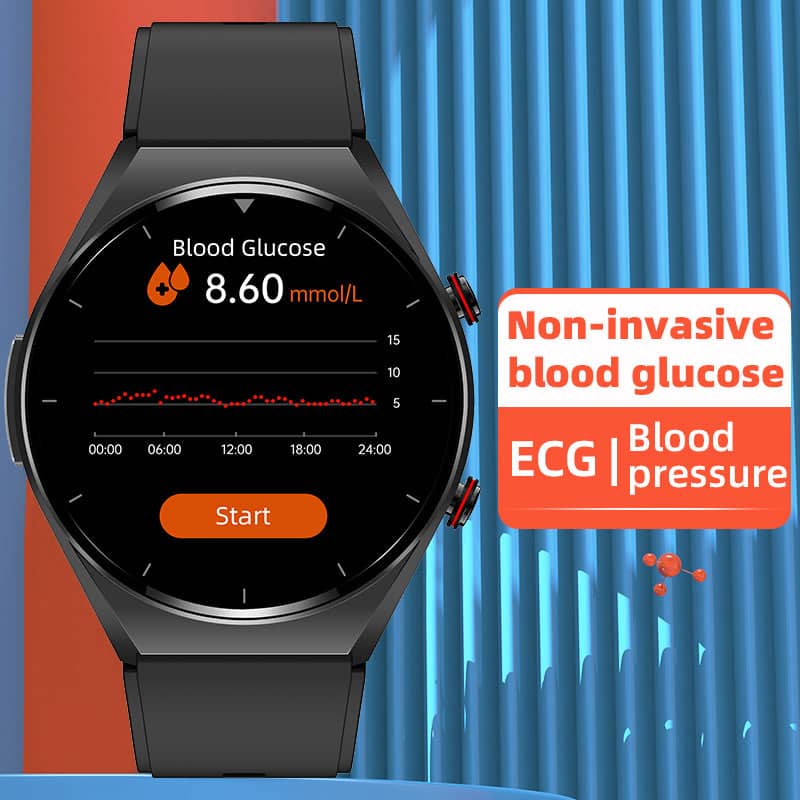 Ein-Klick Bloedglucose Bloeddruk EKG/EKG HRV Hartbewaking Suga Pro Gezondheids Smartwatch