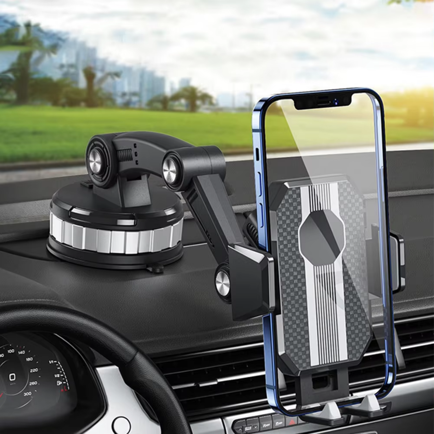 Handyhouder Auto GripTech | Sterke Zuignap Hechting | 360° Rotatie | Eenvoudige bediening met één hand