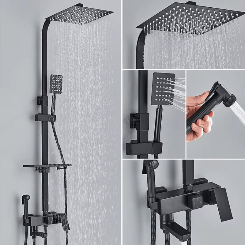 RainFlow Luxe Regendouche Set – verstelbare messing douchearmatuur met 4 functies