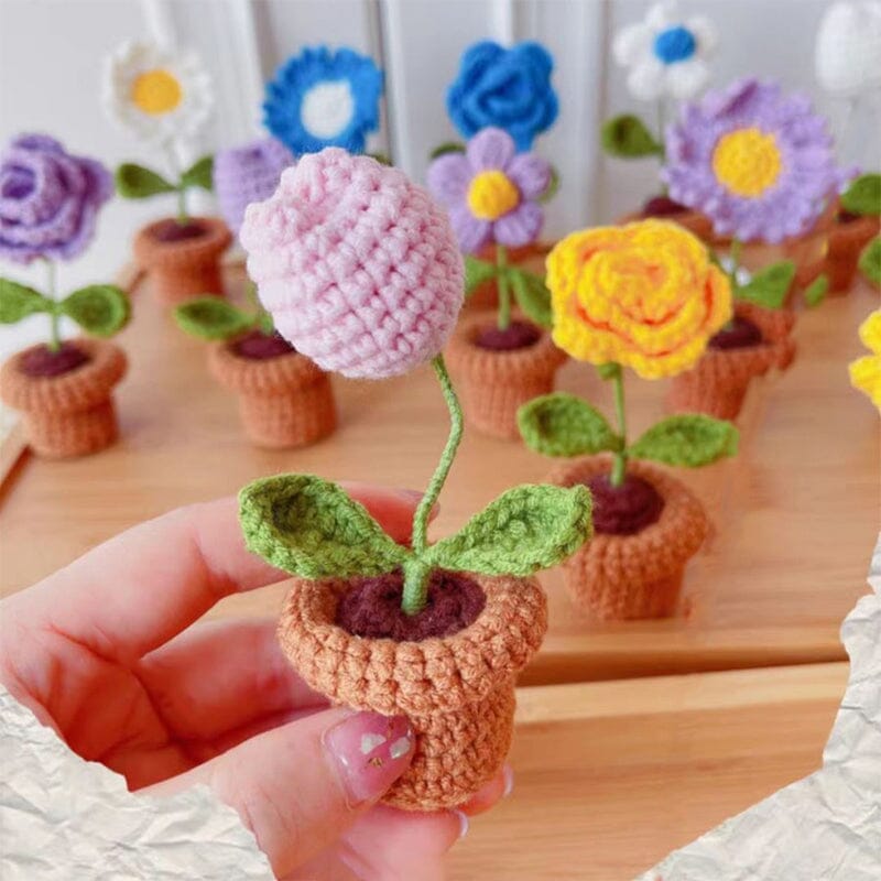 Handgemaakte gebreide bloemen