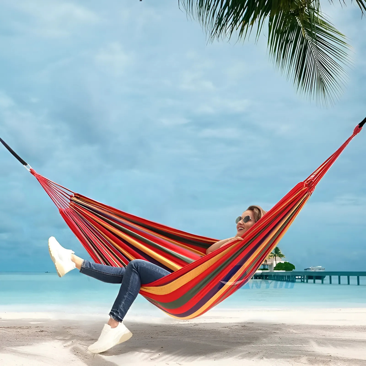 RelaxoLounge Hangmat Van Duurzaam Canvas Met Antislipontwerp, Draagvermogen 200 kg