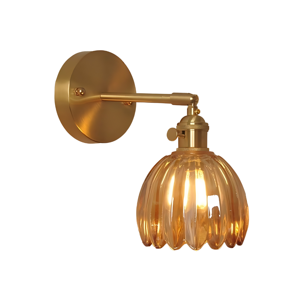 Vintage Messing Tulpen Glas Wandlamp 1-Licht