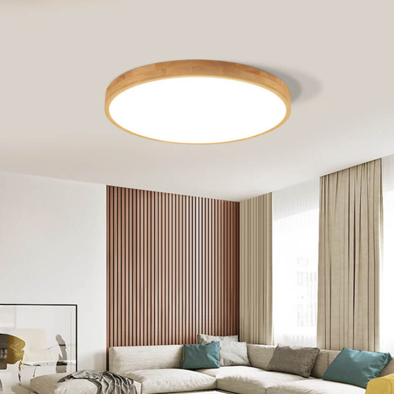 Nordic Massiefhout Ronde Ultra-dunne LED Plafondlamp 1-Licht