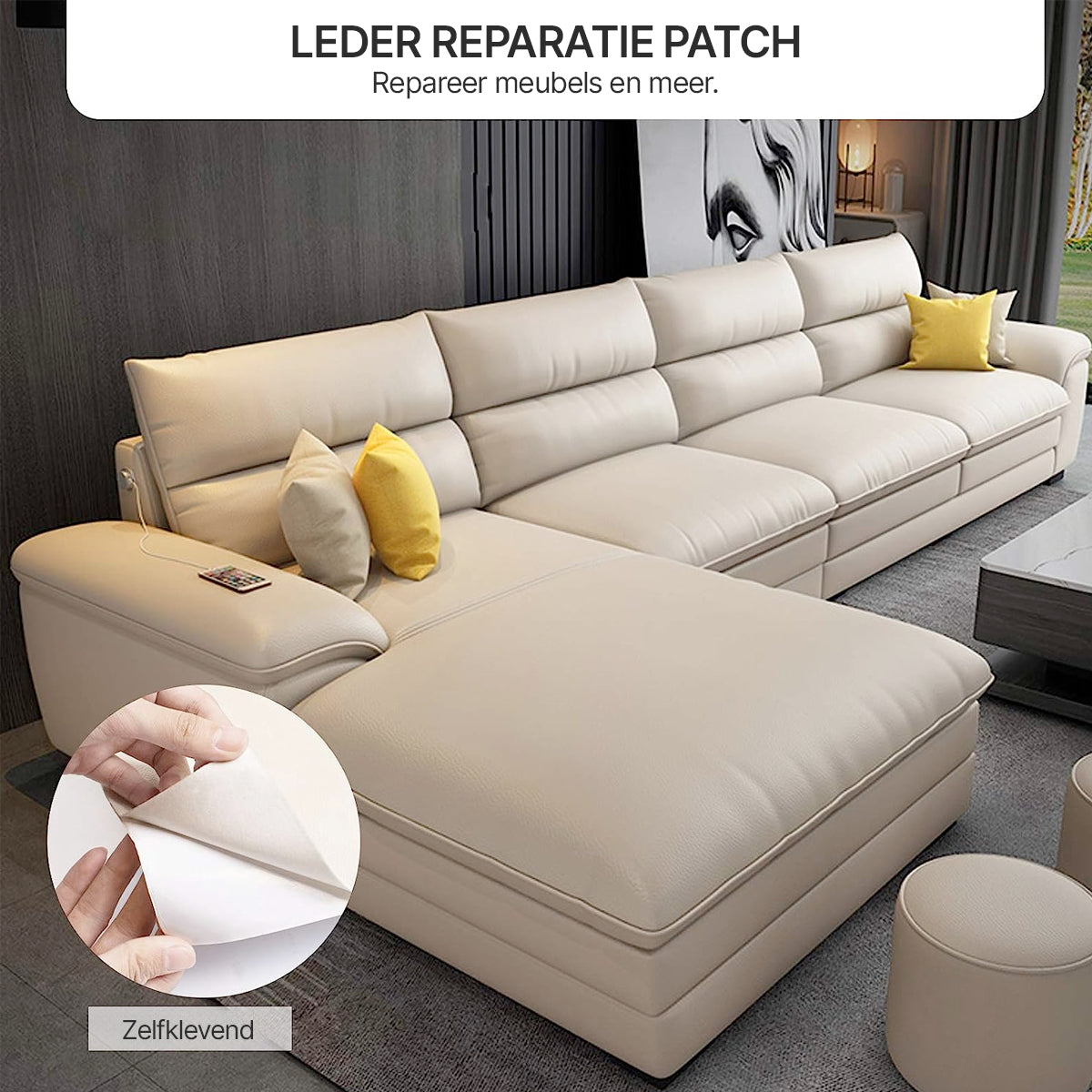 ReviLeer Zelfklevende PU-Leren Patch – Waterdichte Reparatiepatch voor Meubels