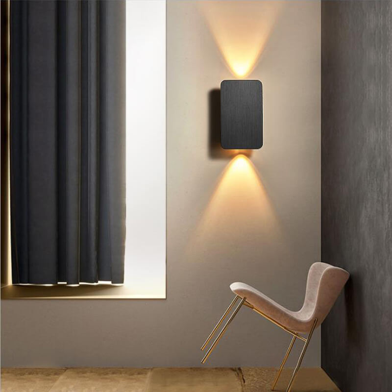 Noordse Minimalistische Glazen Rechthoekige LED Wandlamp 2-Licht